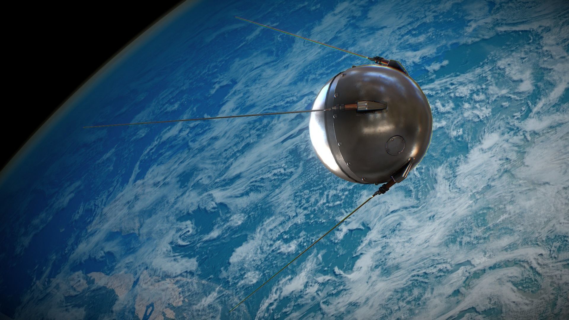 Sputnik Rocket and Sputnik Satellite Low-poly 3D model_51