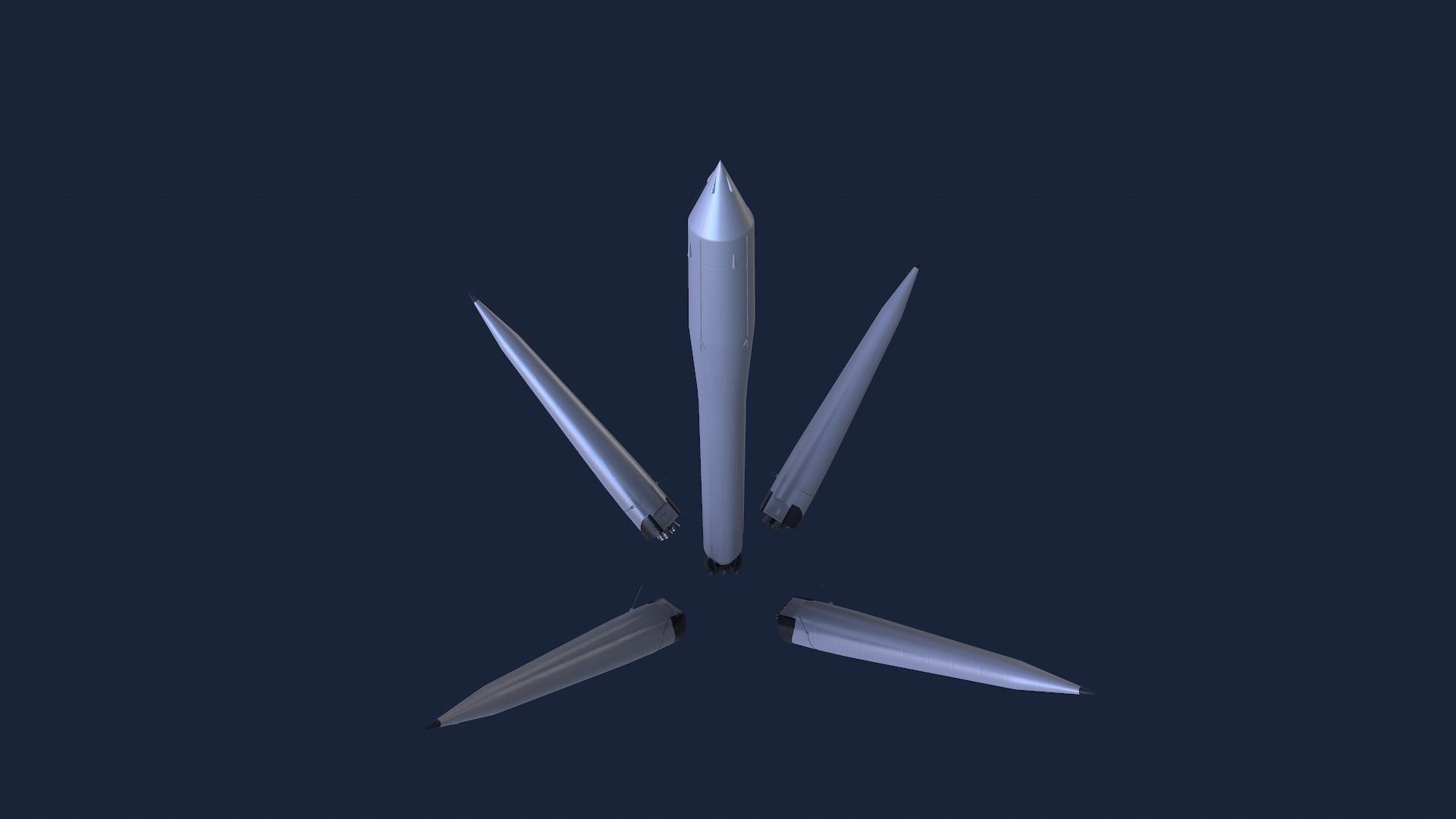 Sputnik Rocket and Sputnik Satellite Low-poly 3D model_6