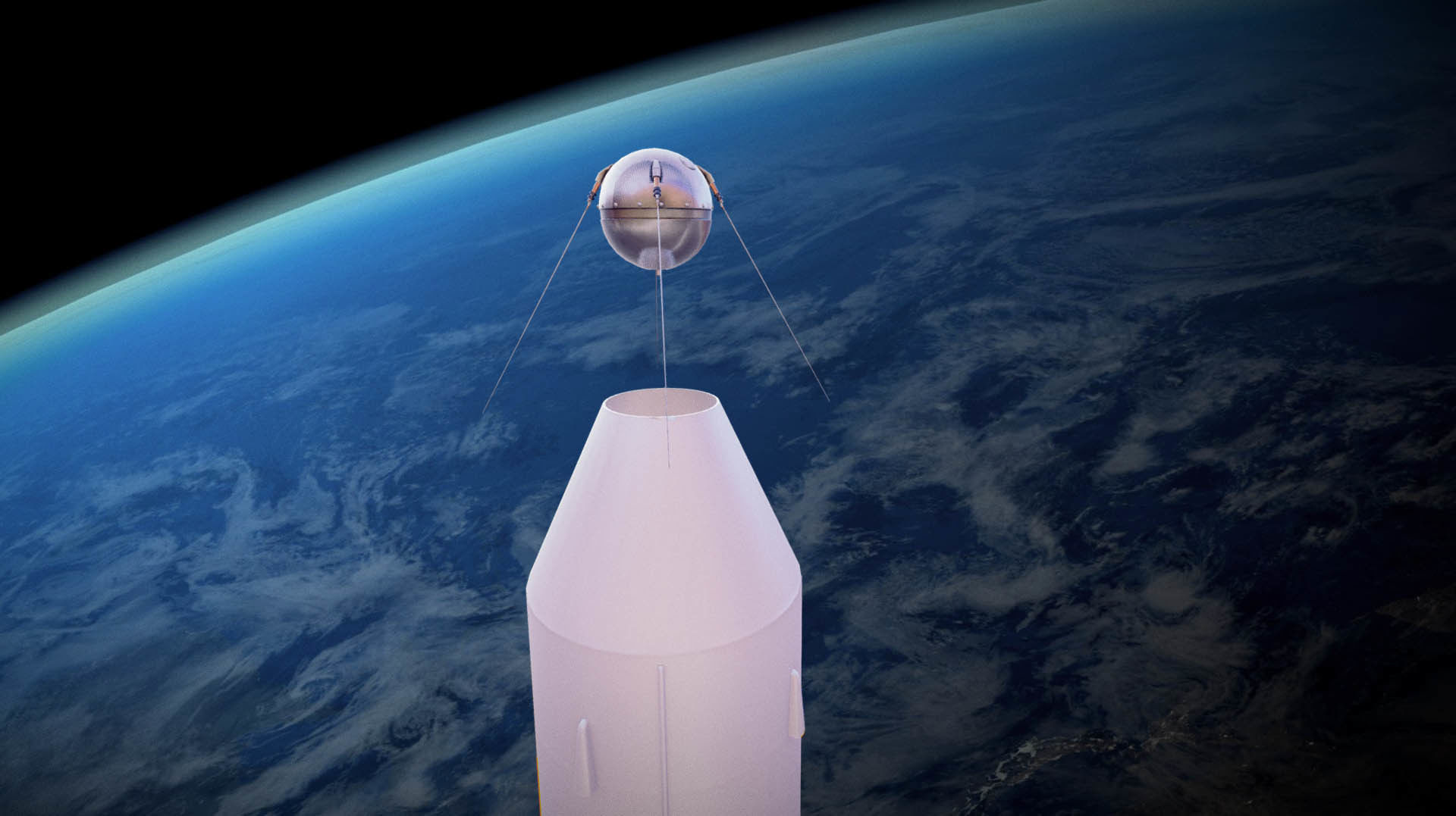 Sputnik Rocket and Sputnik Satellite Low-poly 3D model_21