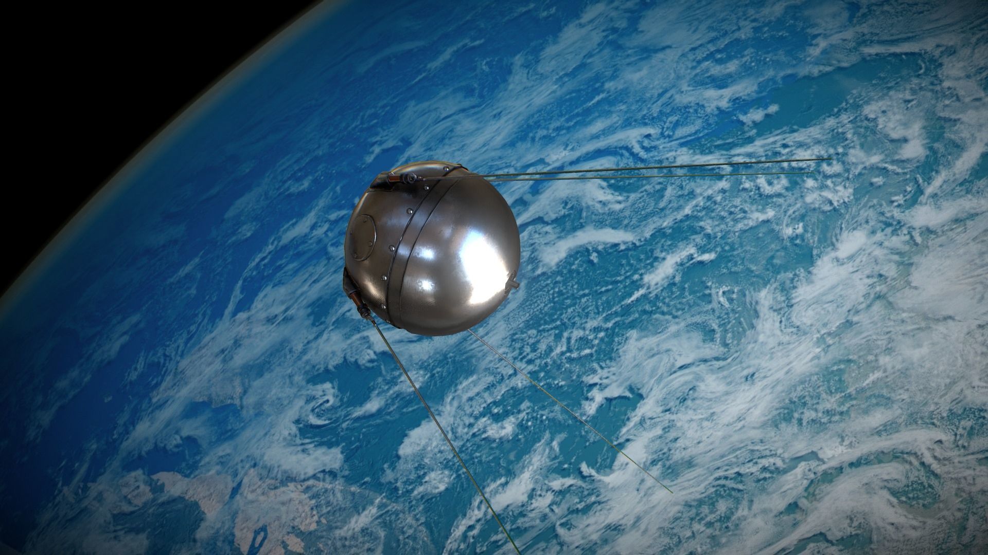 Sputnik Rocket and Sputnik Satellite Low-poly 3D model_46