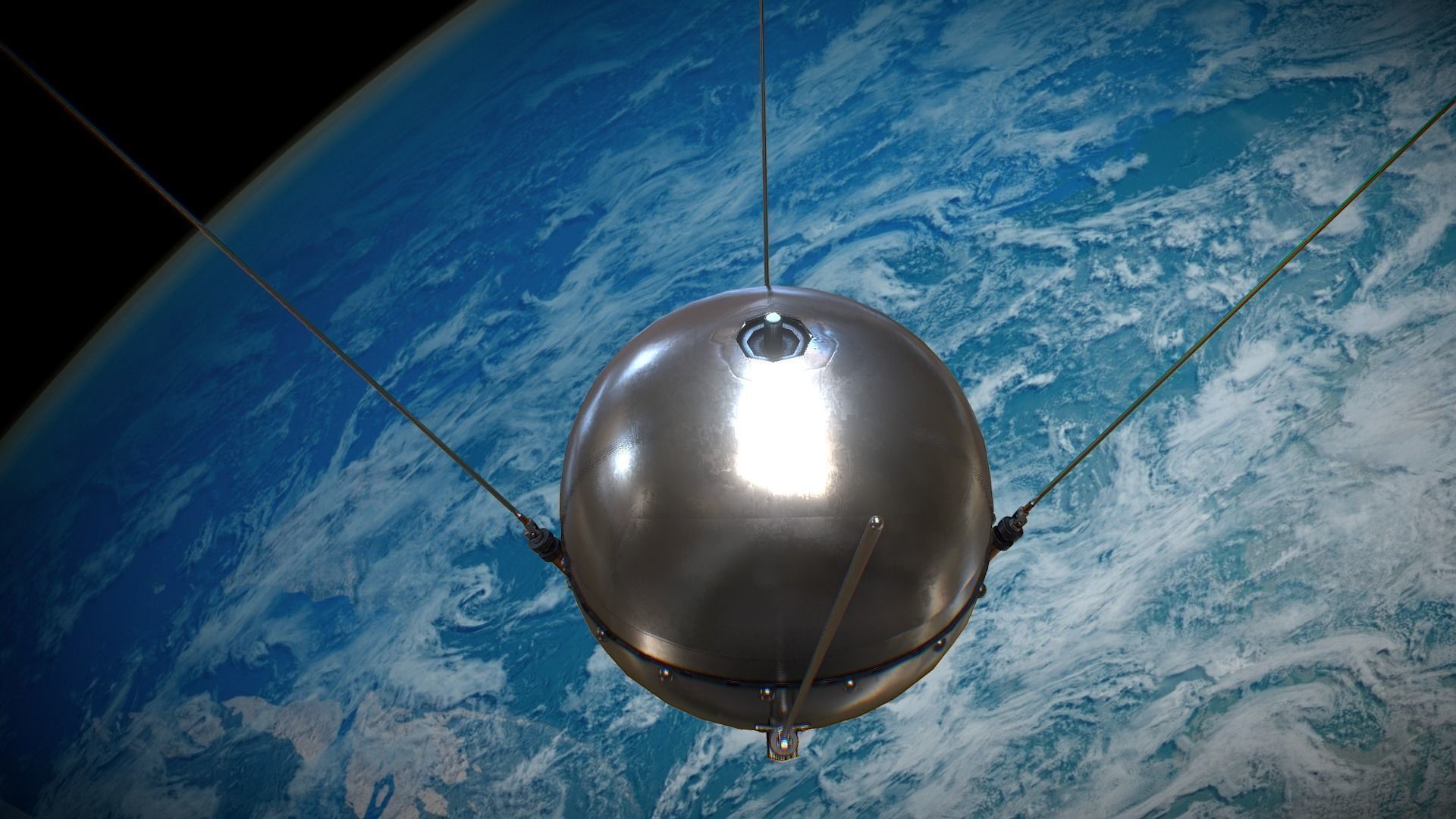 Sputnik Rocket and Sputnik Satellite Low-poly 3D model_50