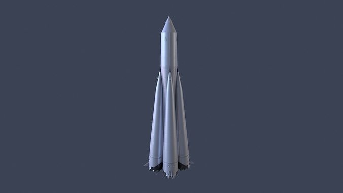 Sputnik Rocket and Sputnik Satellite Low-poly 3D model