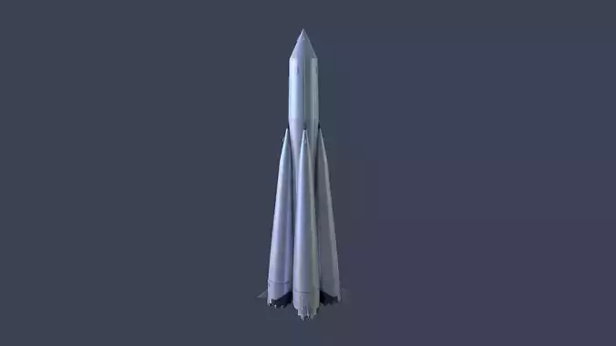 Sputnik Rocket and Sputnik Satellite Low-poly 3D model