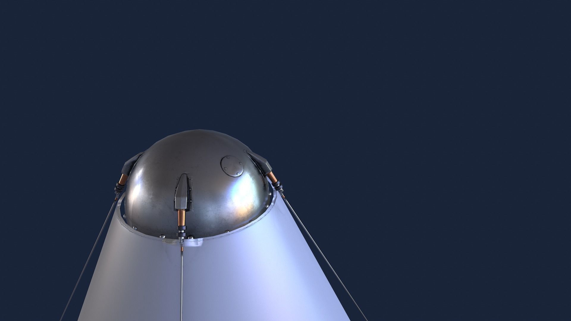 Sputnik Rocket and Sputnik Satellite Low-poly 3D model_17