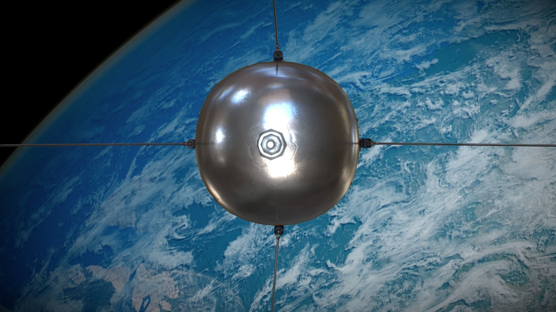 Sputnik Rocket and Sputnik Satellite Low-poly 3D model_41