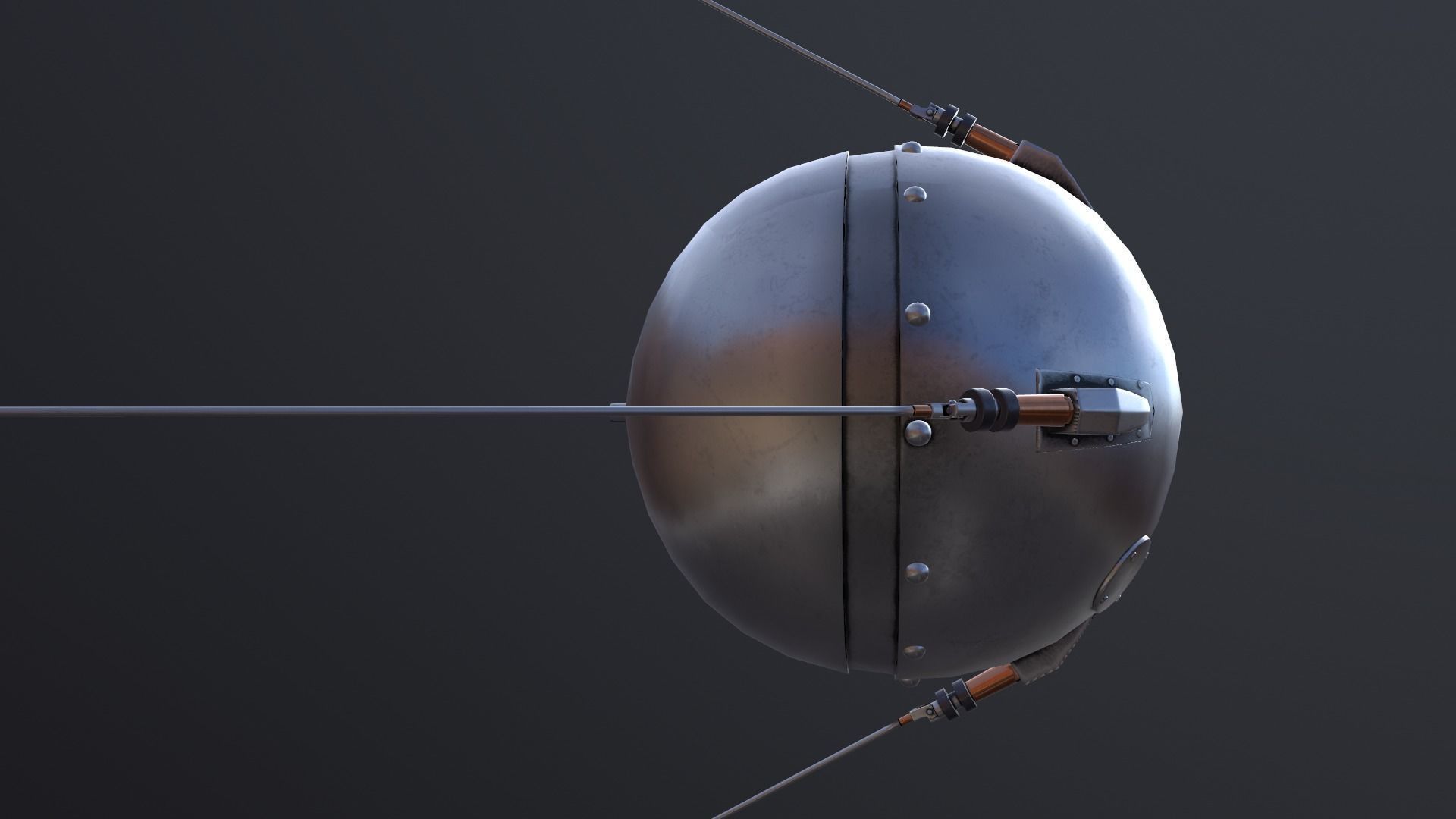 Sputnik Rocket and Sputnik Satellite Low-poly 3D model_48