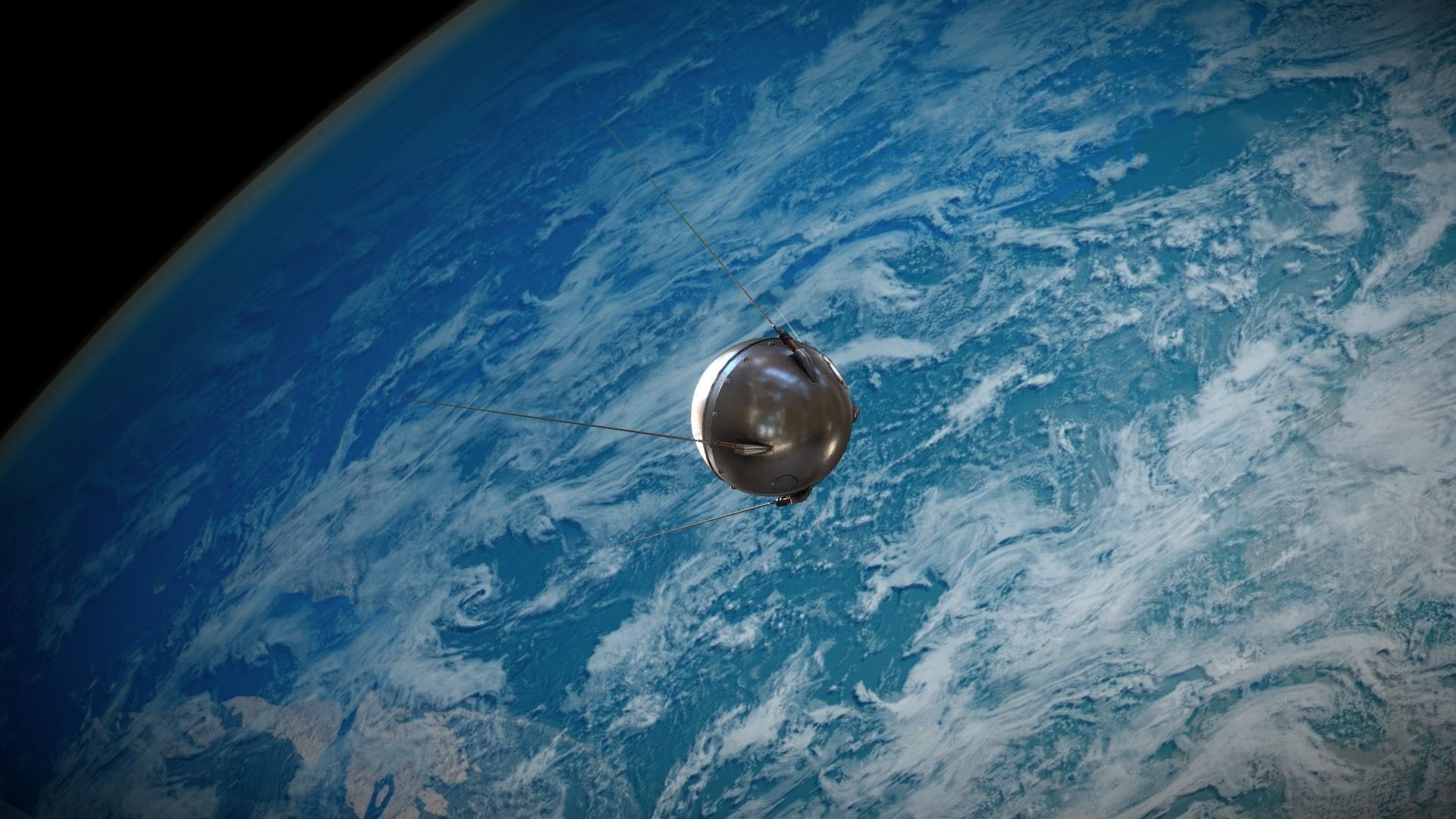 Sputnik Rocket and Sputnik Satellite Low-poly 3D model_45