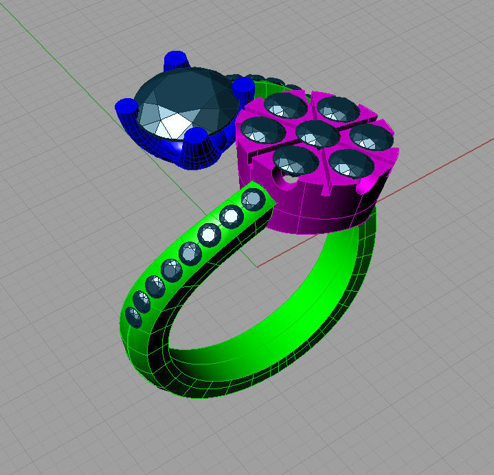 Round Double Cluster Ring All Size 3D print model 3D print model_5