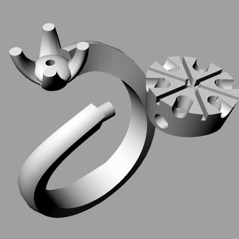 Round Double Cluster Ring All Size 3D print model 3D print model_4