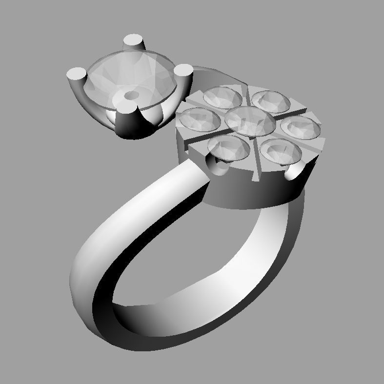 Round Double Cluster Ring All Size 3D print model 3D print model_1