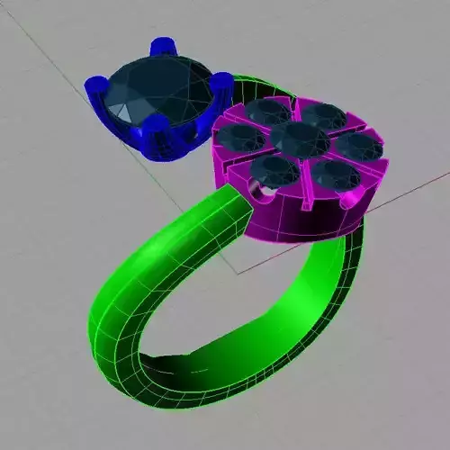 Round Double Cluster Ring All Size 3D print model