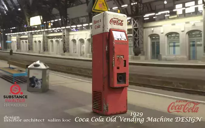Coca Cola  Old  Middle   Vending Machine  design   Low-poly 3D model