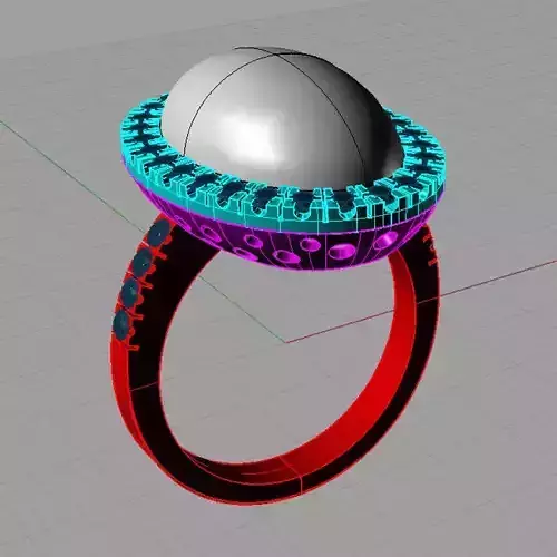 Ring with Central stone cabochon 3D an017
