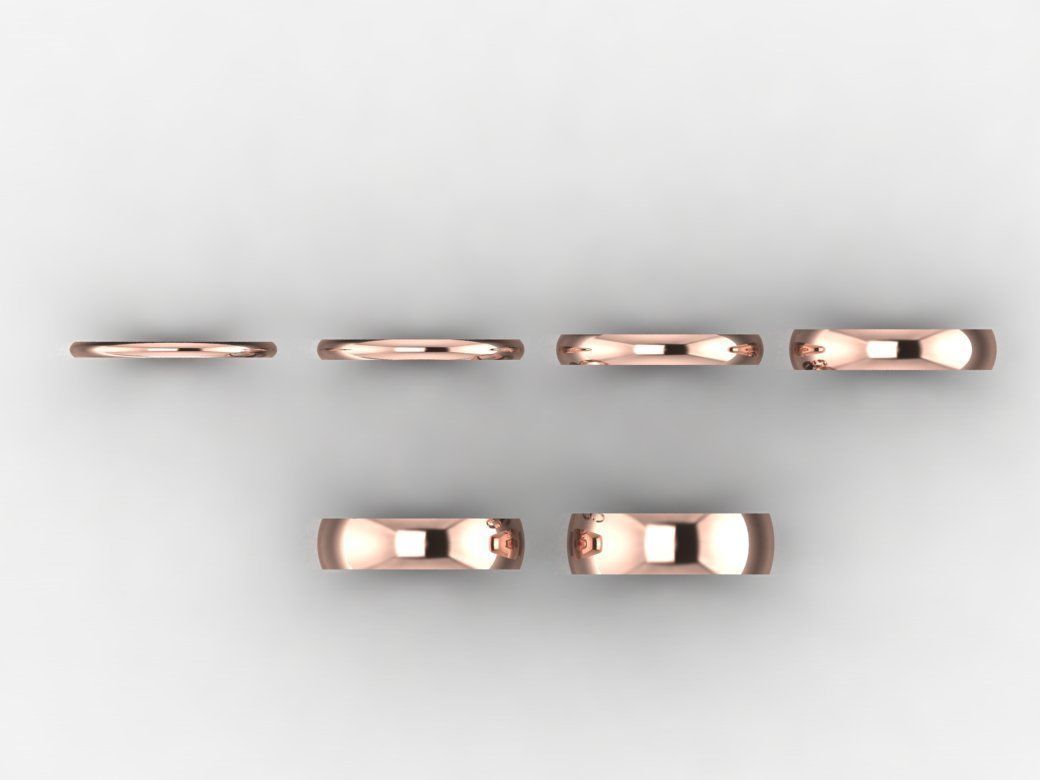 Multi Pack 6 Rings Size 7 Classic Half Round Ring Goes To 6mm 3D print model_4