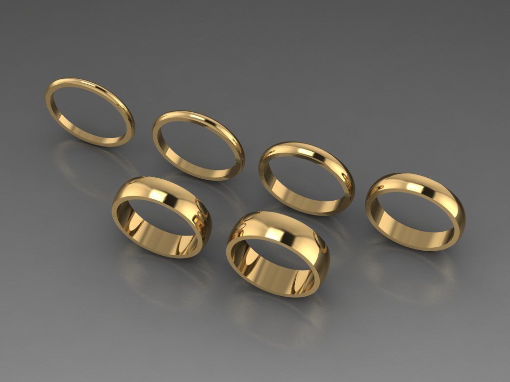 Multi Pack 6 Rings Size 7 Classic Half Round Ring Goes To 6mm 3D print model_2