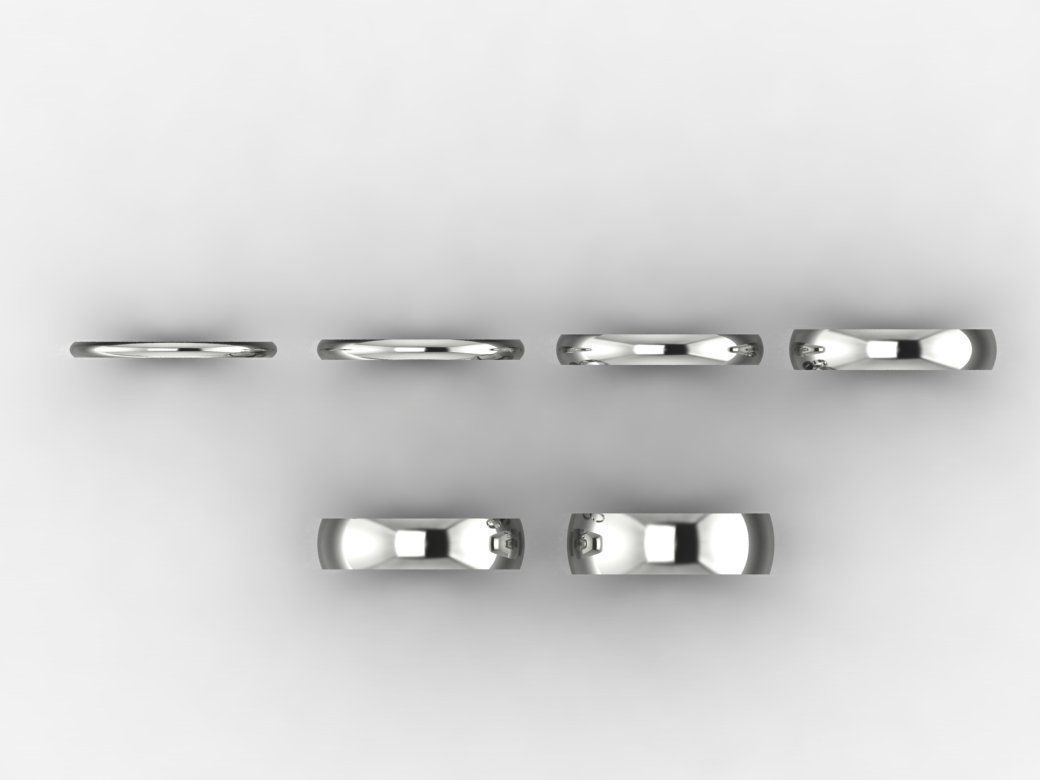 Multi Pack 6 Rings Size 7 Classic Half Round Ring Goes To 6mm 3D print model_3