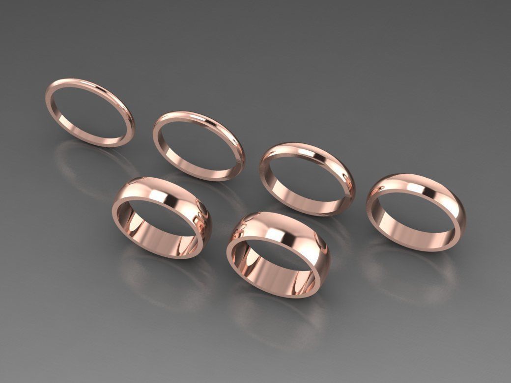 Multi Pack 6 Rings Size 7 Classic Half Round Ring Goes To 6mm 3D print model_1