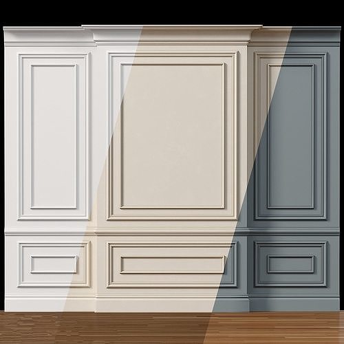 Wall molding 4 Boiserie classic panels Low-poly 3D model