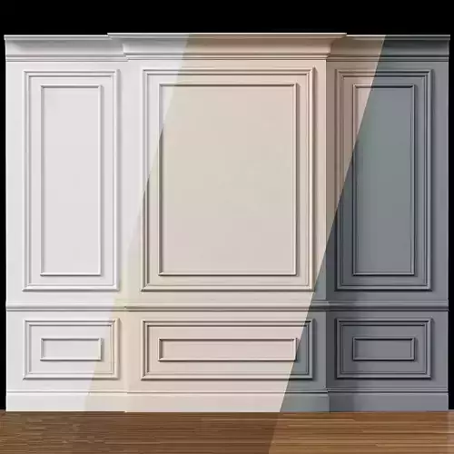 Wall molding 4 Boiserie classic panels Low-poly 3D model
