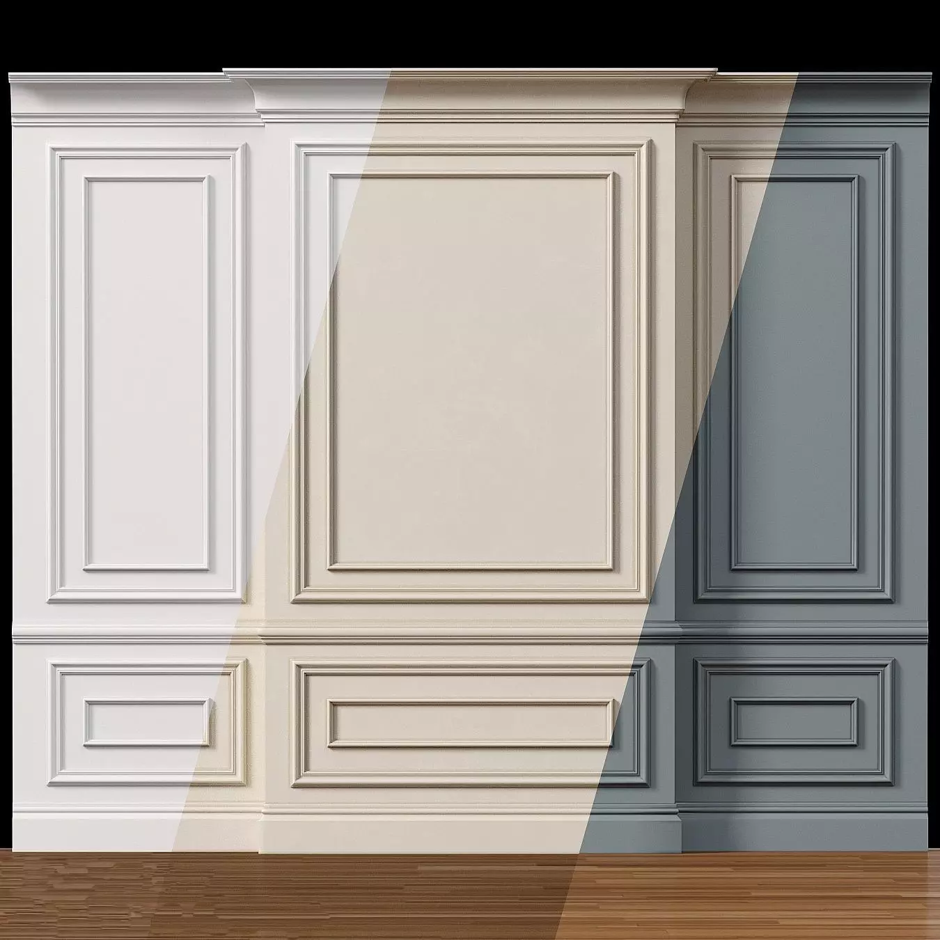 Wall molding 4 Boiserie classic panels Low-poly 3D model_0