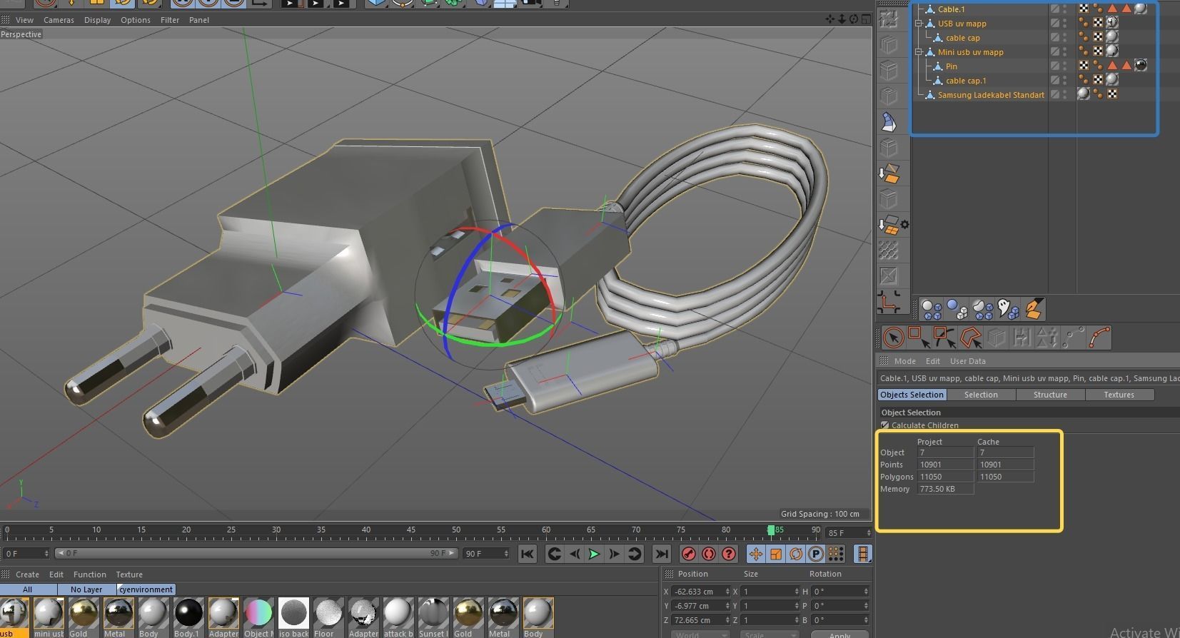 Samsung Ladekabel Charger SET Low-poly 3D model_11