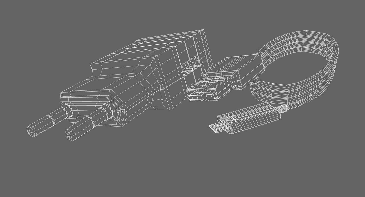 Samsung Ladekabel Charger SET Low-poly 3D model_8