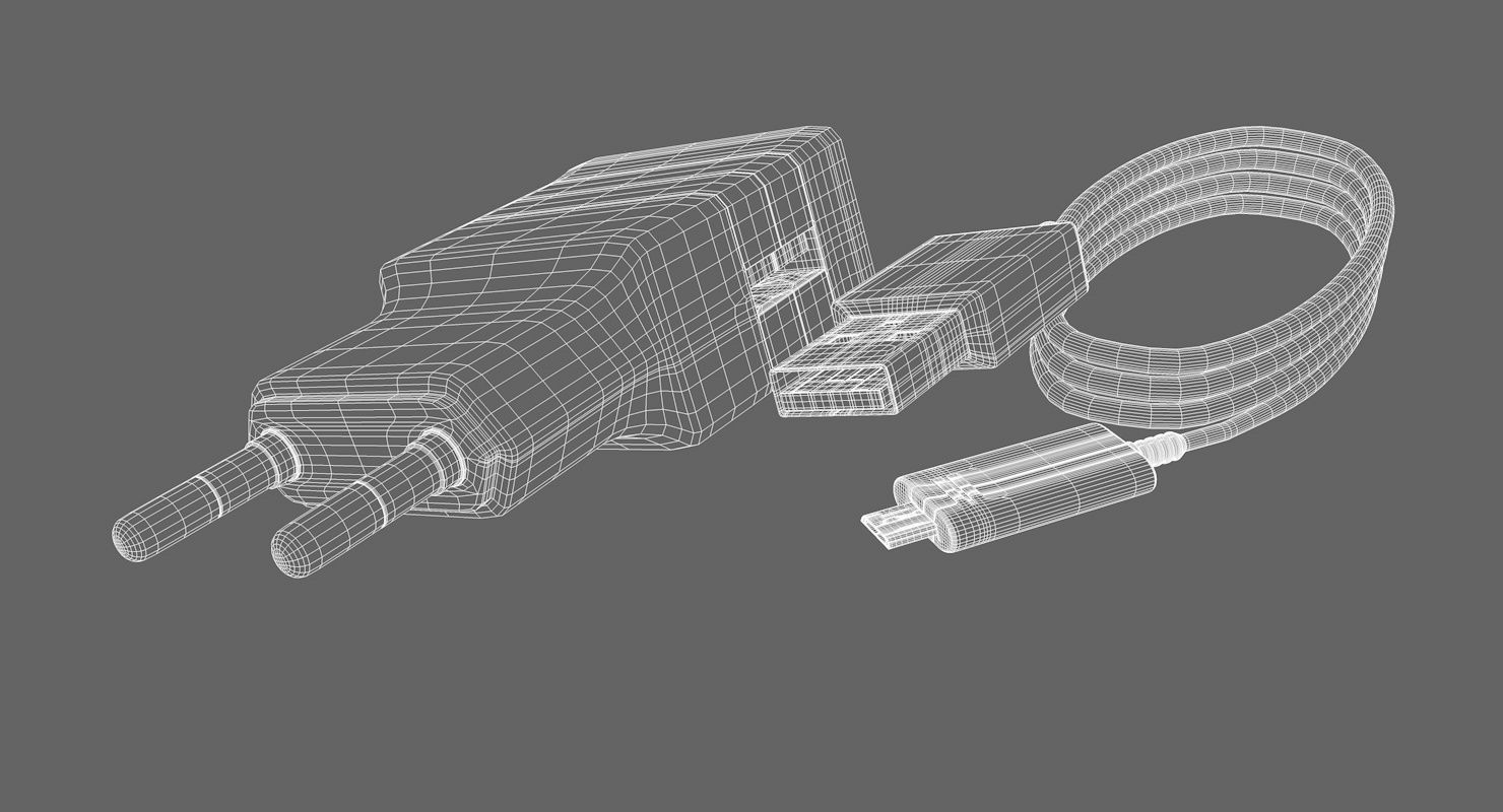 Samsung Ladekabel Charger SET Low-poly 3D model_9