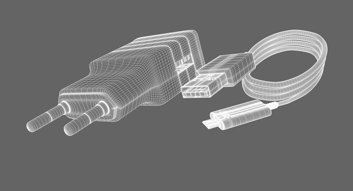 Samsung Ladekabel Charger SET Low-poly 3D model_10