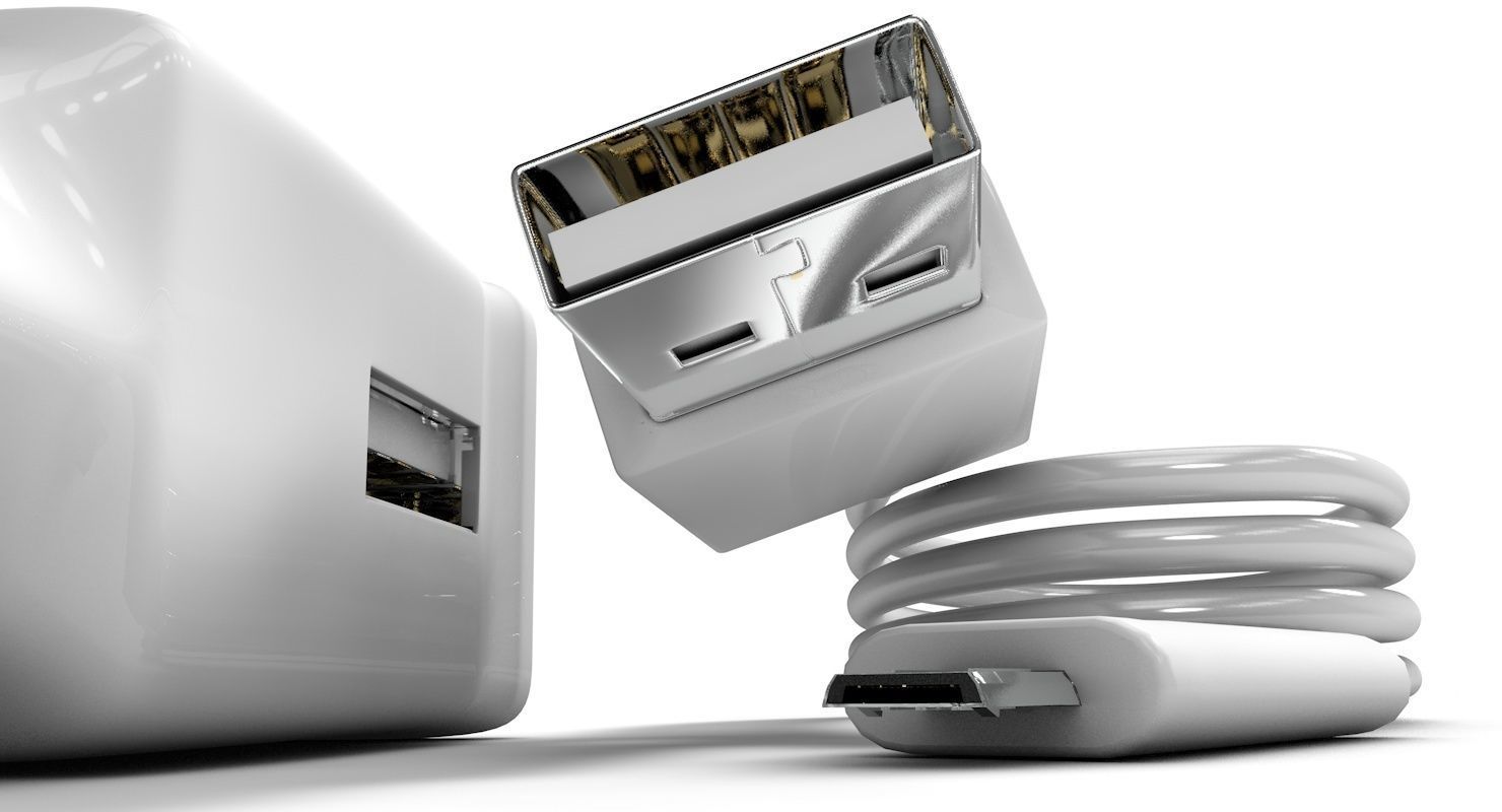 Samsung Ladekabel Charger SET Low-poly 3D model_2