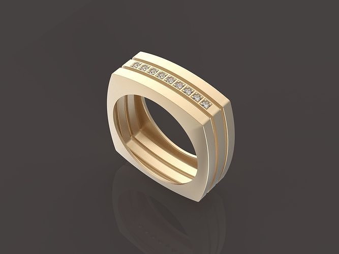 9 stones male ring 3D print model
