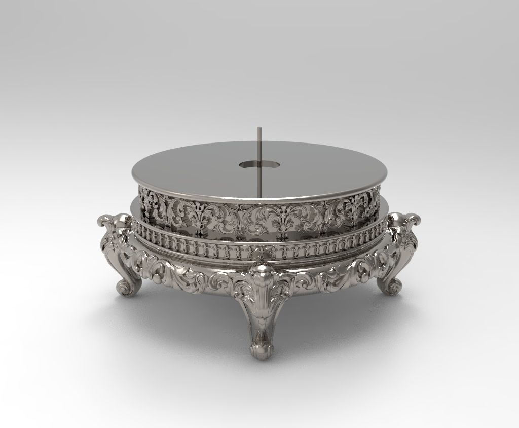 Pedestal ornate gold candle holder 3D print model_4