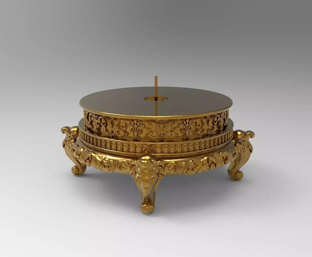 Pedestal ornate gold candle holder 3D print model_0