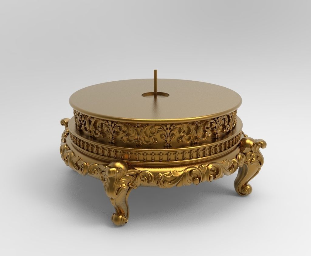 Pedestal ornate gold candle holder 3D print model_5