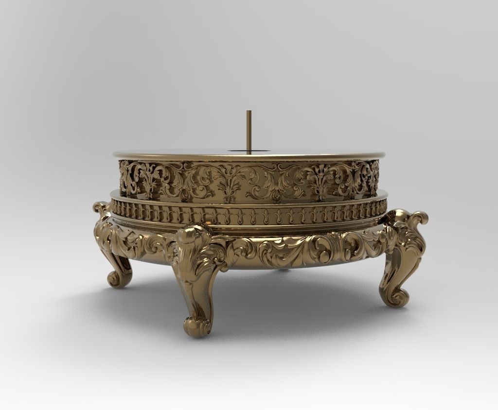 Pedestal ornate gold candle holder 3D print model_3