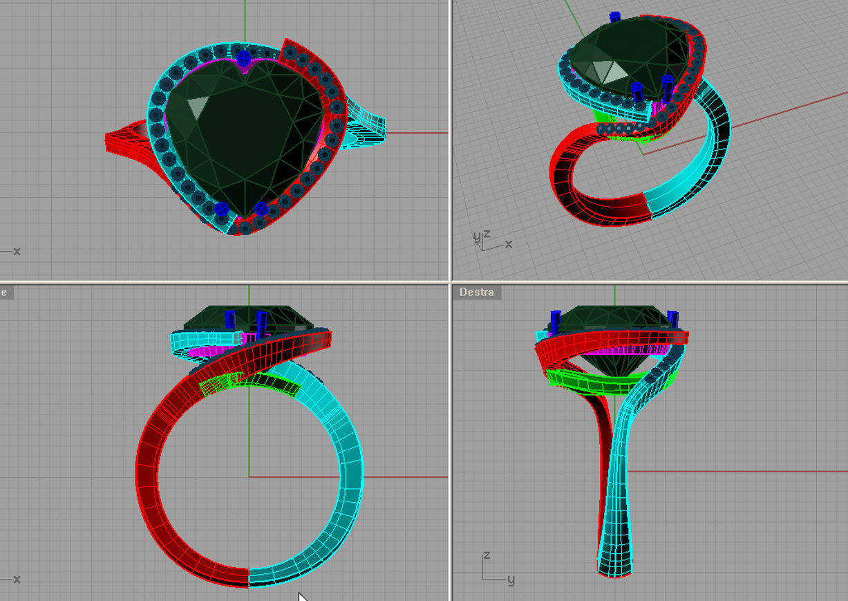 Luxury heart engagement ring AN020 3D print model_3
