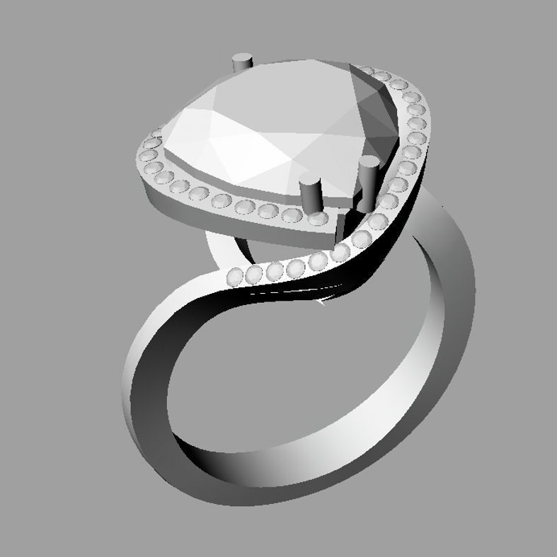 Luxury heart engagement ring AN020 3D print model_1