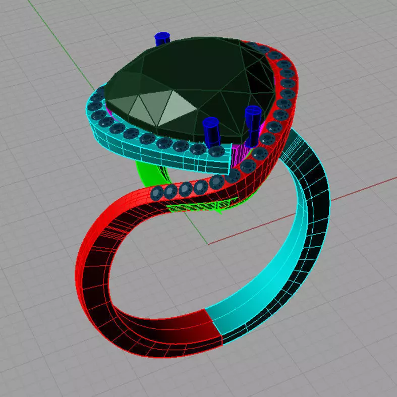 Luxury heart engagement ring AN020 3D print model_0