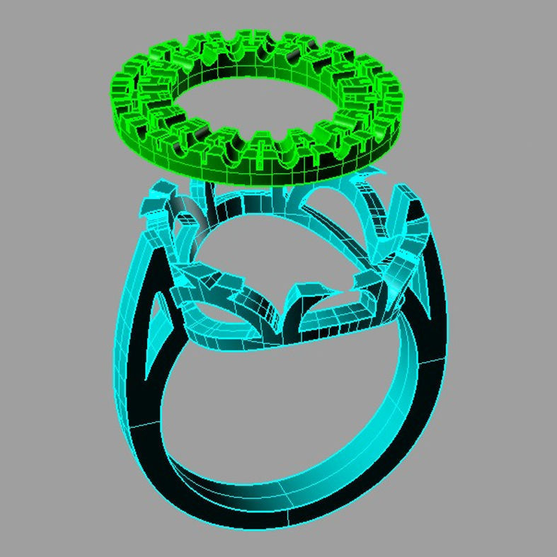 Oval Shaped Engagement Ring With Diamonds  An021 3D print model_3