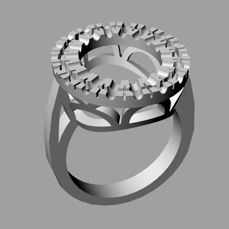 Oval Shaped Engagement Ring With Diamonds  An021 3D print model_6