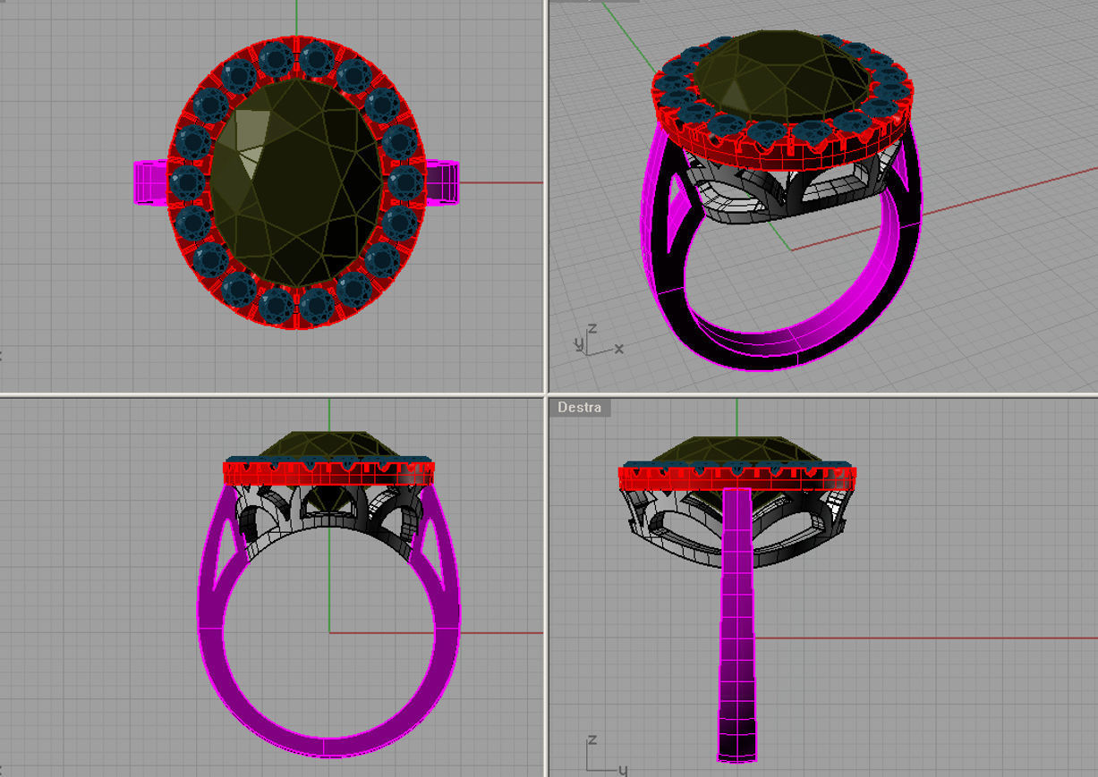 Oval Shaped Engagement Ring With Diamonds  An021 3D print model_4