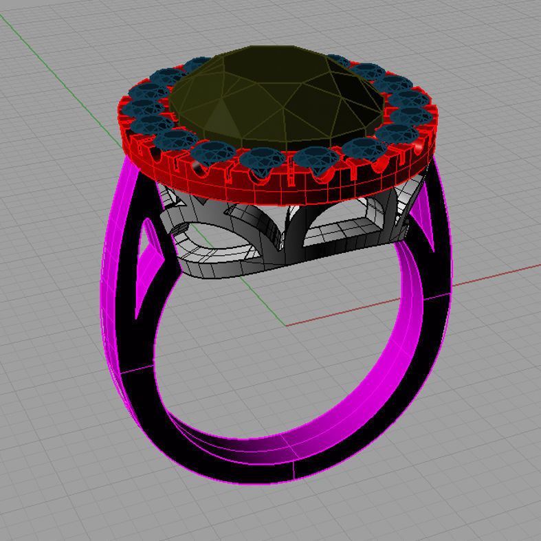 Oval Shaped Engagement Ring With Diamonds  An021 3D print model_1