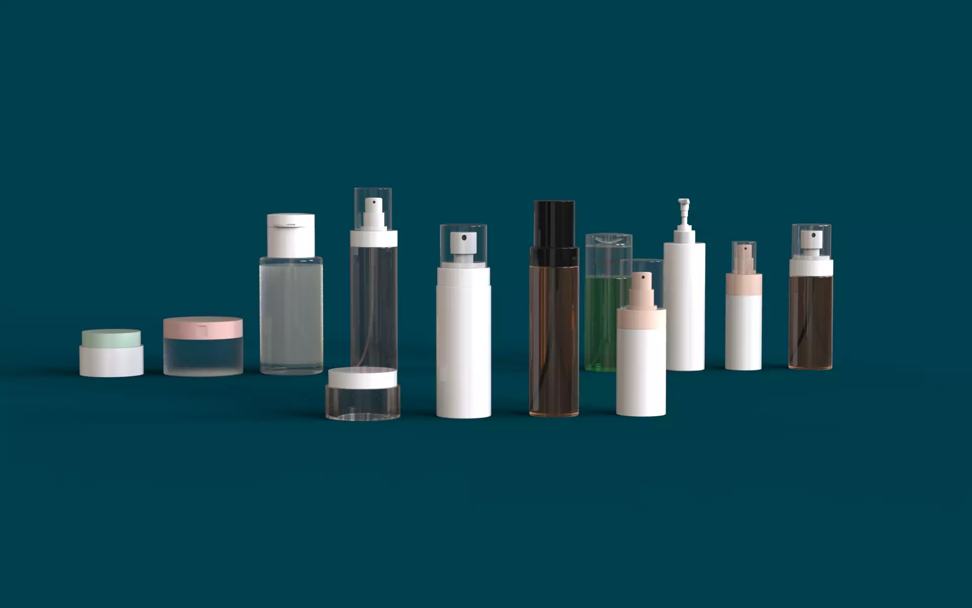 Cosmetics mockup of set of cosmetic bottles Free 3D model