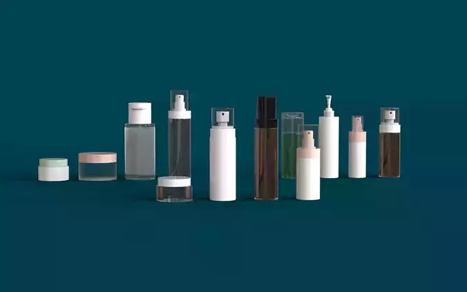 Cosmetics mockup of set of cosmetic bottles