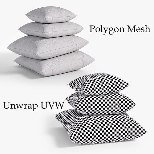 50 Decorative pillows sets  Low-poly 3D model 5