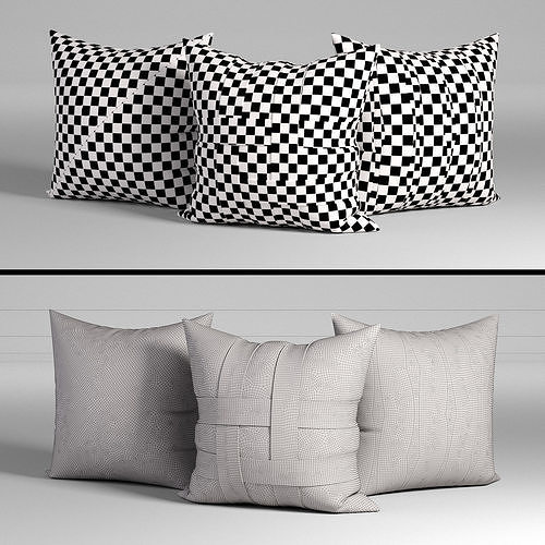 50 Decorative pillows sets  Low-poly 3D model 7