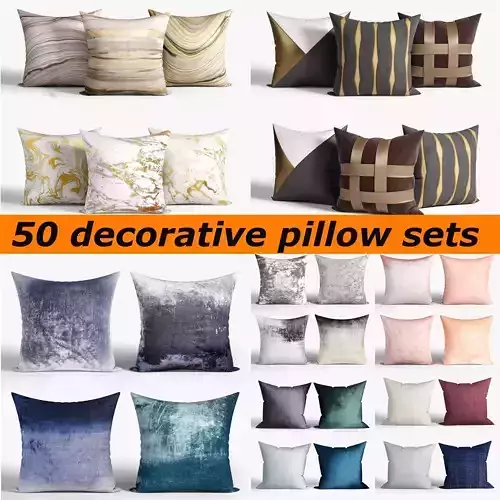 50 Decorative pillows sets  Low-poly 3D model