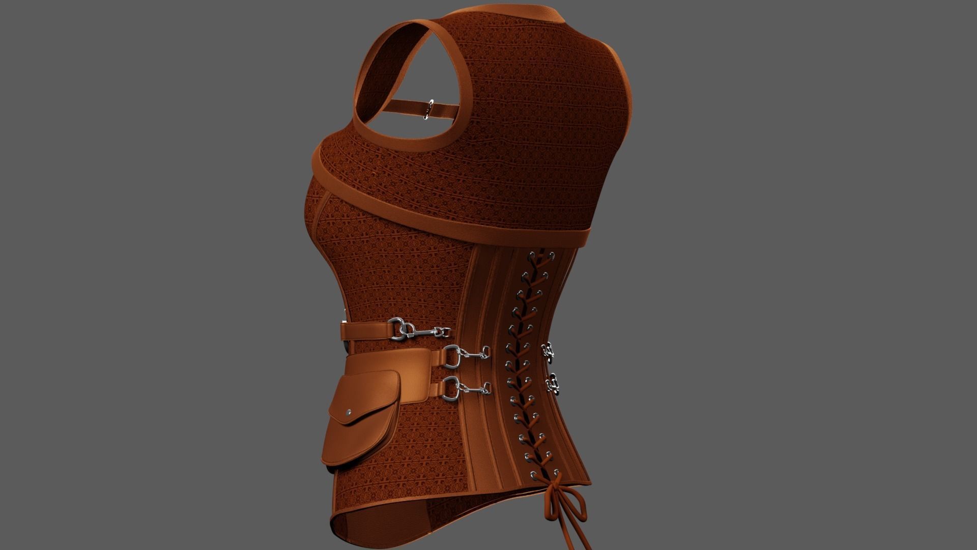 Corset PBR Low-poly 3D model_3