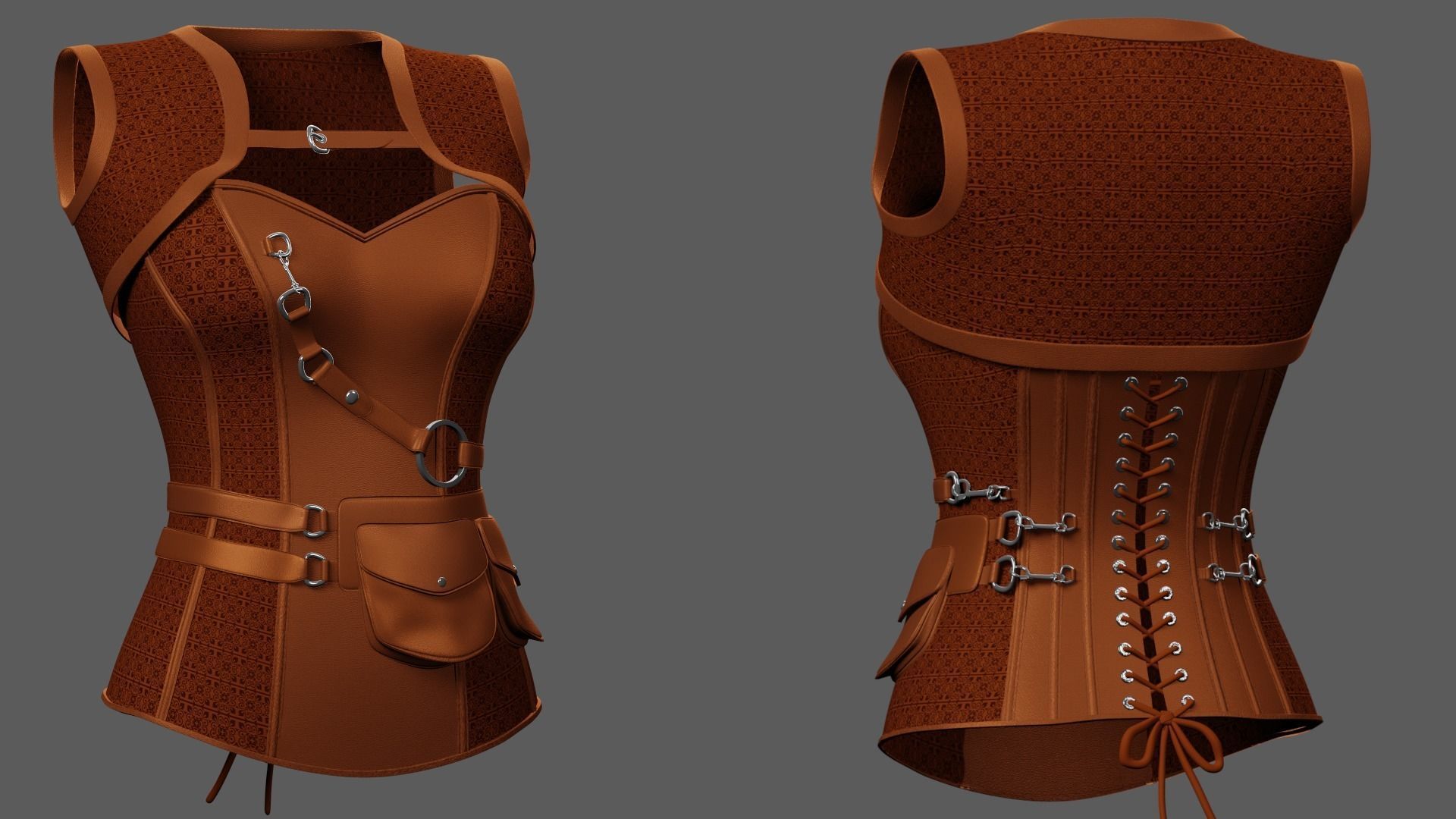 Corset PBR Low-poly 3D model_2
