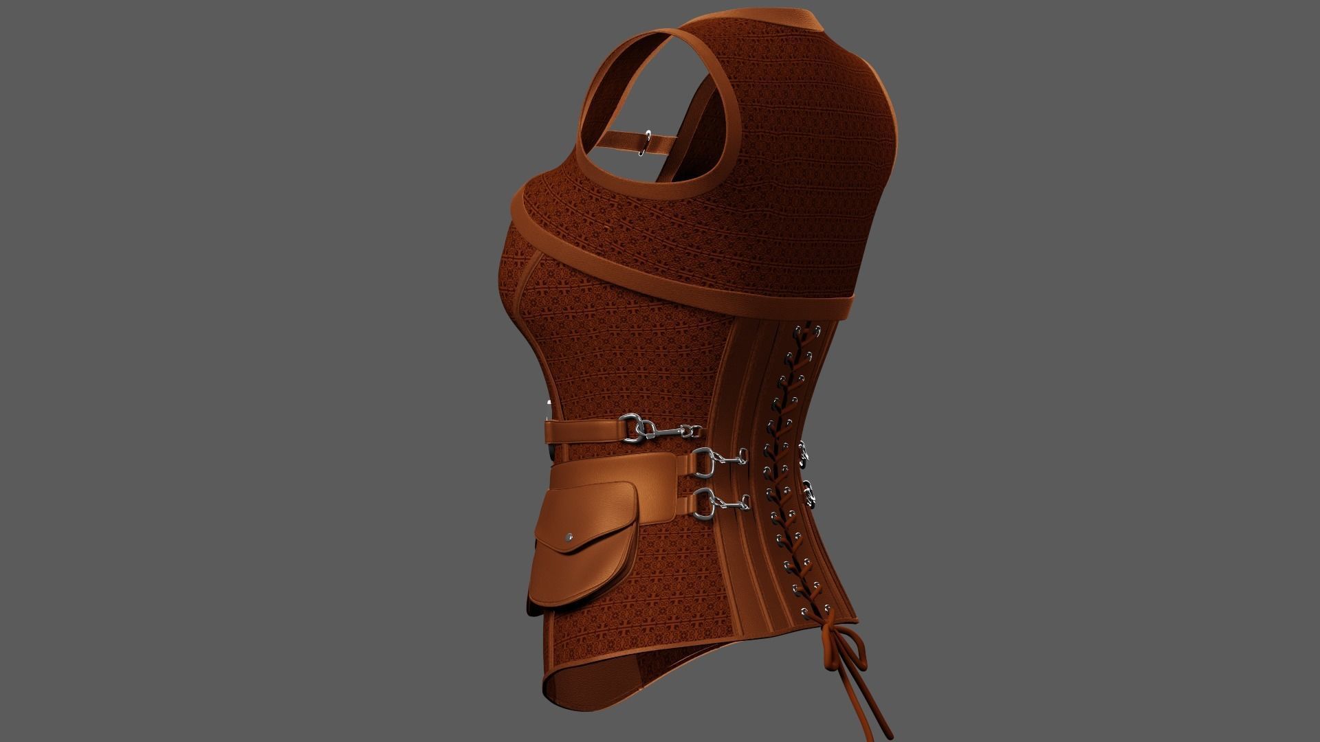 Corset PBR Low-poly 3D model_10
