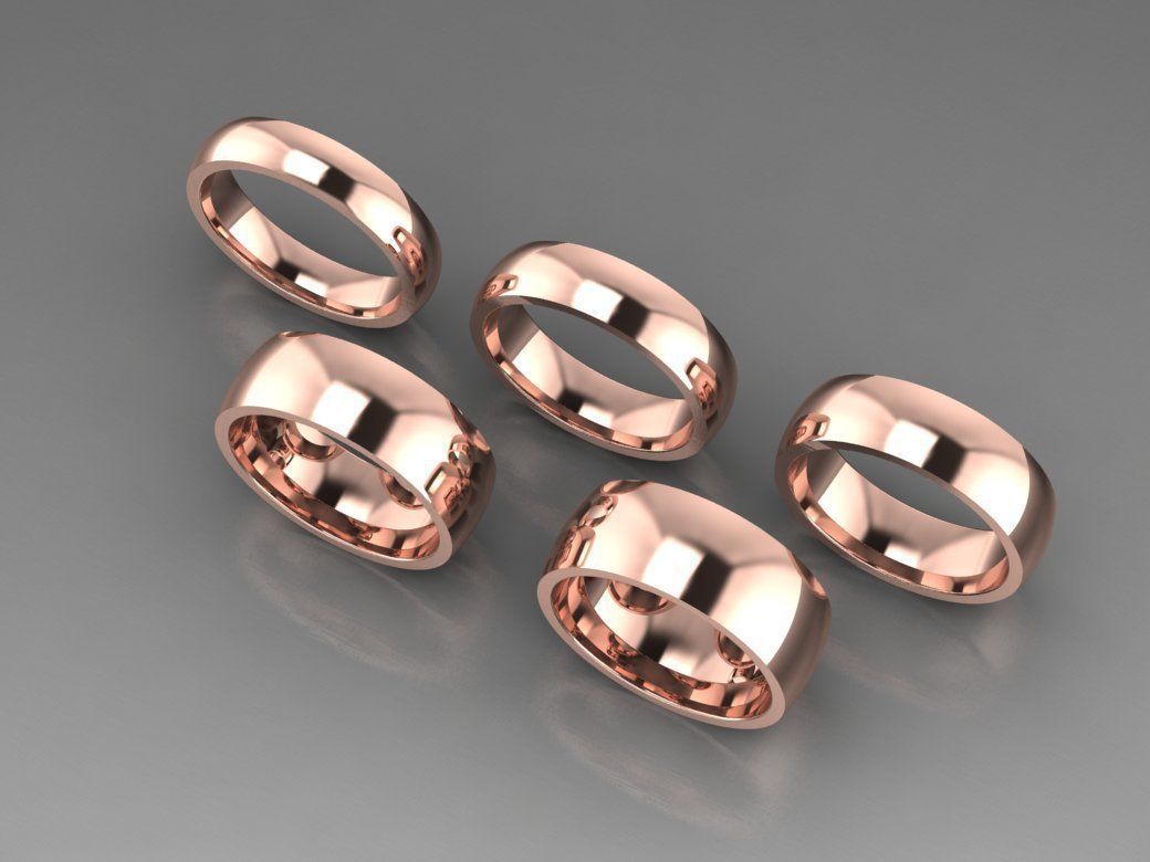 Multi Pack 5 Rings Size 10 Comfort Fit Ring 5mm to 9mm 3D print model_2